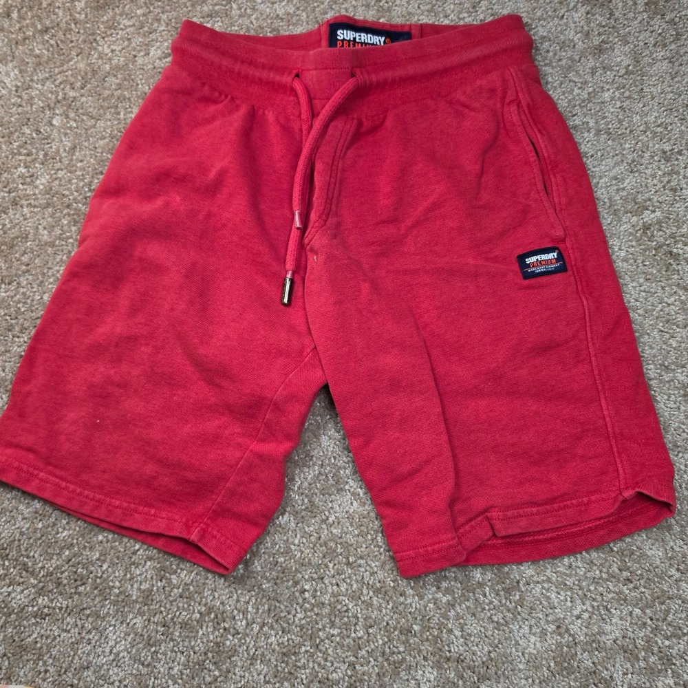 Superdry Sweat Shorts Red Premium Merchant Garment Athletic Casual Size Small